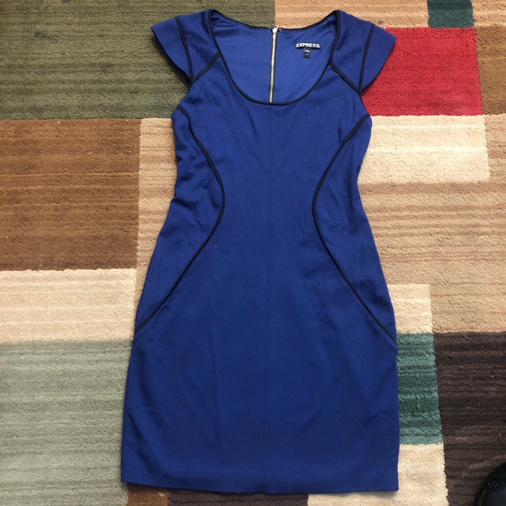 EXPRESS body fit dress royal blue EUC SZ 4